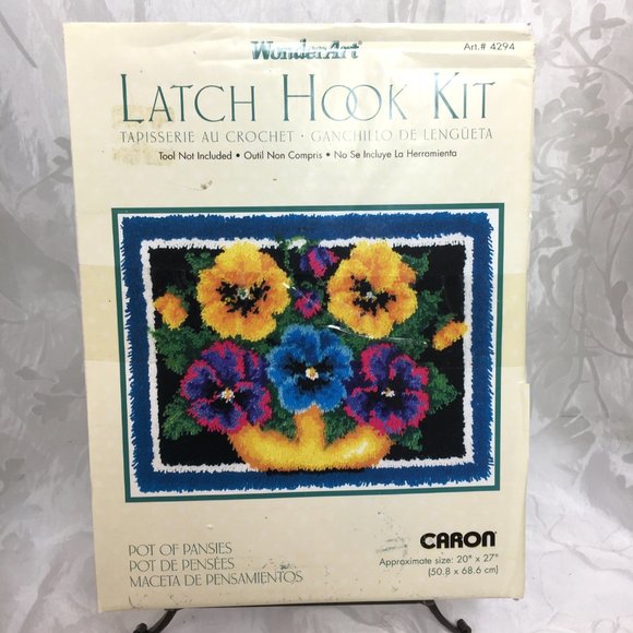 Caron Wonder Art Rug Latch Hook Kit Pot Of Pansies # 4294 - Picture 4 of 12
